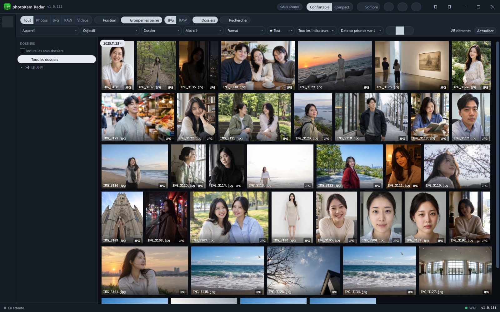 Vue en grille — exemples de photos du quotidien et de paysages