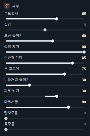 피부 패널의 슬라이더 11개